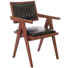 Πολυθρόνα Suva 783-1504-A 52x55x80cm Walnut-Green Ξύλο,Τεχνόδερμα