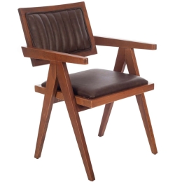 Πολυθρόνα Suva 783-1504-B 52x55x80cm Walnut-Brown Ξύλο,Τεχνόδερμα