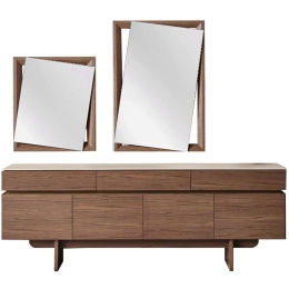 Μπουφές Με Καθρέπτες Stone 783-6409 210x48x79/90x90/60x50cm Brown Mdf