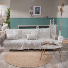 Ριχτάρι Felicia 02 Beige Teoran Τριθέσιο 180x300cm Βαμβάκι-Πολυέστερ