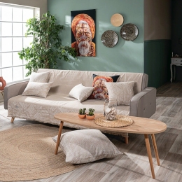Ριχτάρι Izola 02 Beige Teoran Τριθέσιο 180x300cm Βαμβάκι-Πολυέστερ