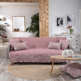 Ριχτάρι Izola 06 Pink Teoran Διθέσιο 180x250cm Βαμβάκι-Πολυέστερ
