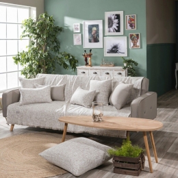 Ριχτάρι Milazzo 02 Beige Teoran Πολυθρόνα 180x150cm Βαμβάκι-Πολυέστερ