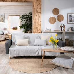 Ριχτάρι Noto 04 Grey Teoran Πολυθρόνα 180x150cm Βαμβάκι-Πολυέστερ