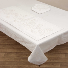 Τραπεζομάντηλο Ζακάρ Des.2410 1.Ivory Anna Riska 165x 320 Βαμβάκι-Πολυέστερ