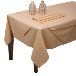 Τραπεζομάντηλο Σάρα-4 Beige Viopros 160X160 Λινό-Πολυέστερ