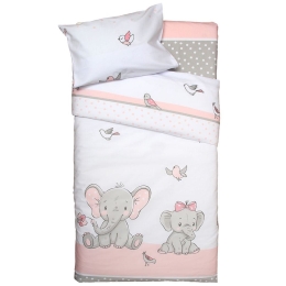 Παπλωματοθήκη Bρεφική Σετ 2τμχ. Έλλη Pink Viopros 120x160cm 100% Βαμβάκι