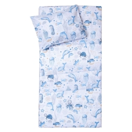 Πάπλωμα Βρεφικό Βυθός White-Blue Viopros 120x160cm 100% Βαμβάκι