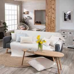 Ριχτάρι Ostia 01 Ecru Teoran Πολυθρόνα 180x250cm Βαμβάκι-Πολυέστερ