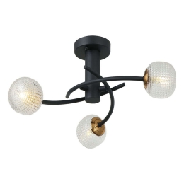 Φωτιστικό Οροφής - Πλαφονιέρα Ifigenia 4239400 Black-Gold Viokef Μέταλλο,Γυαλί