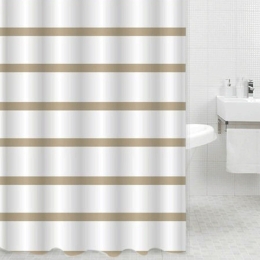 Κουρτίνα Μπάνιου Με 12 Κρίκους 831142 Beige-White Ankor 180Πx200Υ 180x200cm Πολυέστερ