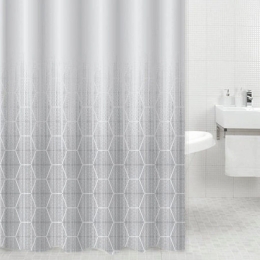 Κουρτίνα Μπάνιου Με 12 Κρίκους 831173 Grey-White Ankor 180Πx200Υ 180x200cm Πολυέστερ