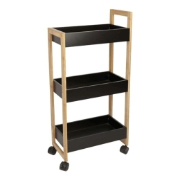 Μανάβης Τρόλεϊ 3 Θέσεων 831807 38x20x80cm Black-Natural Ankor Ξύλο