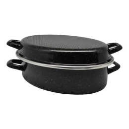 Γάστρα Οβάλ Εμαγιέ Με Σχάρα 832125 34x24x12cm Black Ankor Εμαγιέ