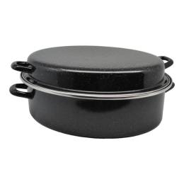 Γάστρα Οβάλ Εμαγιέ Με Σχάρα 832149 42x32x16cm Black Ankor Εμαγιέ