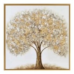 Πίνακας Καμβάς Δέντρο 832545 80x80cm Gold Ankor Κάθετοι Καμβάς