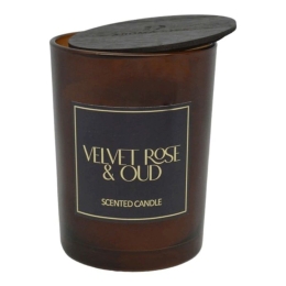 Αρωματικό Κερί Σε Δοχείο Velvet Rose & Oud 833160 8x8x10,5cm Dark Brown Ankor Γυαλί