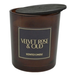 Αρωματικό Κερί Σε Δοχείο Velvet Rose & Oud 833207 7x7x7,8cm Dark Brown Ankor Γυαλί