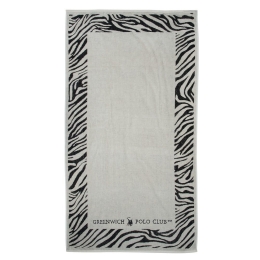 Πετσέτα Θαλάσσης 3885 Ivory-Black Greenwich Polo Club Θαλάσσης 90x170cm 100% Βαμβάκι