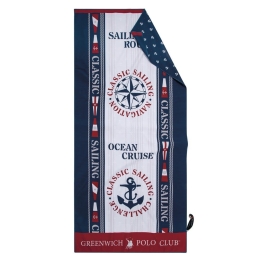Πετσέτα Θαλάσσης 3908 Blue-Red-White Greenwich Polo Club Θαλάσσης 80x170cm Microfiber