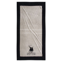 Πετσέτα Θαλάσσης 3858 Ecru-Black Greenwich Polo Club Θαλάσσης 90x180cm 100% Βαμβάκι