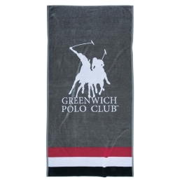 Πετσέτα Θαλάσσης 3867 Grey-White-Red Greenwich Polo Club Θαλάσσης 90x180cm 100% Βαμβάκι