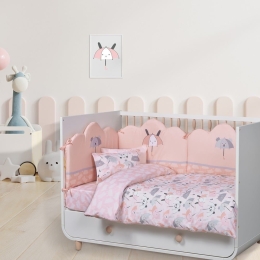 Σεντόνια Βρεφικά 4878 (Σετ 3τμχ) Pink-Grey Das Home Κούνιας 130x170cm Βαμβάκι-Πολυέστερ