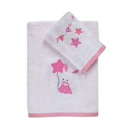 Πετσέτες Βρεφικές 4917 (Σετ 2τμχ) White-Pink Das Home Σετ Πετσέτες 70x140cm 100% Βαμβάκι