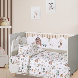 Σεντόνια Βρεφικά 4916 (Σετ 3τμχ) White-Coffee-Grey Das Home Κούνιας 130x170cm 100% Βαμβάκι