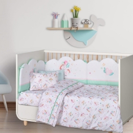 Σεντόνια Βρεφικά 4919 (Σετ 3τμχ) White-Pink-Mint Das Home Κούνιας 130x170cm 100% Βαμβάκι