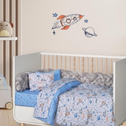 Σεντόνια Βρεφικά 4912 (Σετ 3τμχ) Blue-Grey-Orange Das Home Κούνιας 130x170cm 100% Βαμβάκι