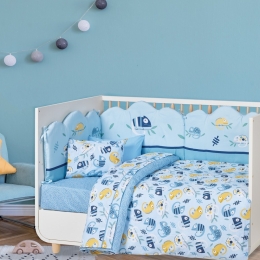Σεντόνια Βρεφικά 4935 (Σετ 3τμχ) Blue Das Home Κούνιας 130x170cm 100% Βαμβάκι