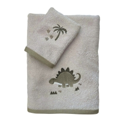 Πετσέτες Βρεφικές Κεντητές 4937 (Σετ 2τμχ) Beige-Olive Das Home Σετ Πετσέτες 70x140cm 100% Βαμβάκι