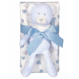 Κουβέρτα Βρεφική Με Παιχνίδι 8854 White-Blue Greenwich Polo Club Αγκαλιάς 75x100cm 100% Βαμβάκι
