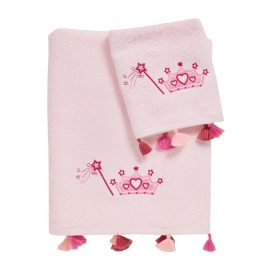 Πετσέτες Βρεφικές Κεντητές 4963 (Σετ 2τμχ) Pink Das Home Σετ Πετσέτες 70x140cm 100% Βαμβάκι