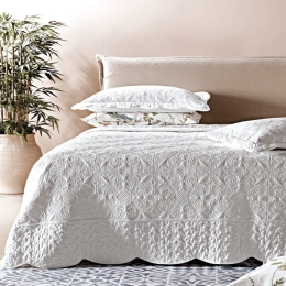 Κουβερλί Kiara (Σετ 3τμχ) White Kentia Υπέρδιπλο 230x250cm Βαμβάκι-Μικροφίμπρα