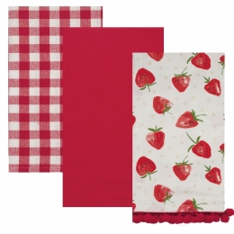Πετσέτες Κουζίνας Fazzy 243 (Σετ 3τμχ) Red Kentia 40x60cm 100% Βαμβάκι