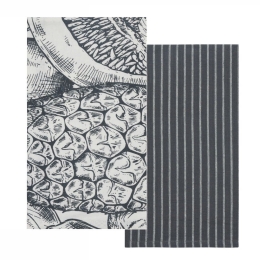 Πετσέτες Κουζίνας Fazzy 246 (Σετ 2τμχ) Black-White Kentia 40x60cm 100% Βαμβάκι