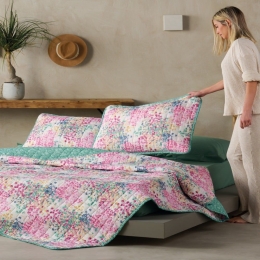 Μαξιλαροθήκες Zinia (Σετ 2τμχ) Pink-Green Kentia 52X72 Microfiber-Polyester
