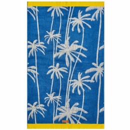 Πετσέτα Θαλάσσης Βελουτέ Madagascar 01 Blue-Ecru Kentia Θαλάσσης 80x160cm 100% Βαμβάκι