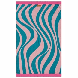 Πετσέτα Θαλάσσης Βελουτέ Mykonos Green-Pink Kentia Θαλάσσης 80x160cm 100% Βαμβάκι