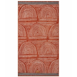 Πετσέτα Θαλάσσης Βελουτέ Madeira Terracotta-Off White Kentia Θαλάσσης 80x160cm 100% Βαμβάκι