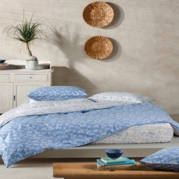Σεντόνια Yoko 39 (Σετ 4τμχ) Blue-Ecru Kentia King Size 270x270cm 100% Βαμβακοσατέν