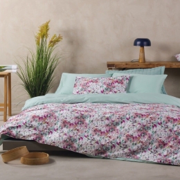 Σεντόνια Maybell 14 (Σετ 4τμχ) Green-Pink Kentia King Size 270x270cm 100% Βαμβακοσατέν