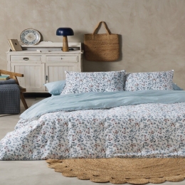Σεντόνια Carnation 32 (Σετ 4τμχ) Ciel-Red Kentia Υπέρδιπλο 240x270cm 100% Βαμβακοσατέν