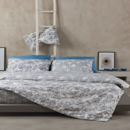 Σεντόνια Malie 22 (Σετ 3τμχ) Grey Kentia Ημίδιπλο 190x270cm 100% Βαμβάκι