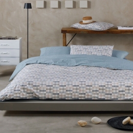 Κουβερλί Kansas 16 Blue-Beige Kentia Μονό 160x240cm 100% Βαμβάκι