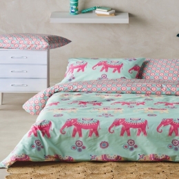 Κουβερλί Παιδικό Sabah Fuchsia-Mint Kentia Μονό 160x240cm 100% Βαμβάκι