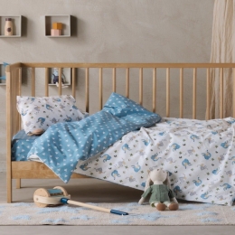 Σεντόνια Βρεφικά Mesmer (Σετ 2τμχ) White-Blue Kentia Λίκνου 70x120cm 100% Βαμβάκι
