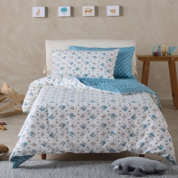 Κουβερλί Παιδικό Mesmer White-Blue Kentia Μονό 160x240cm 100% Βαμβάκι